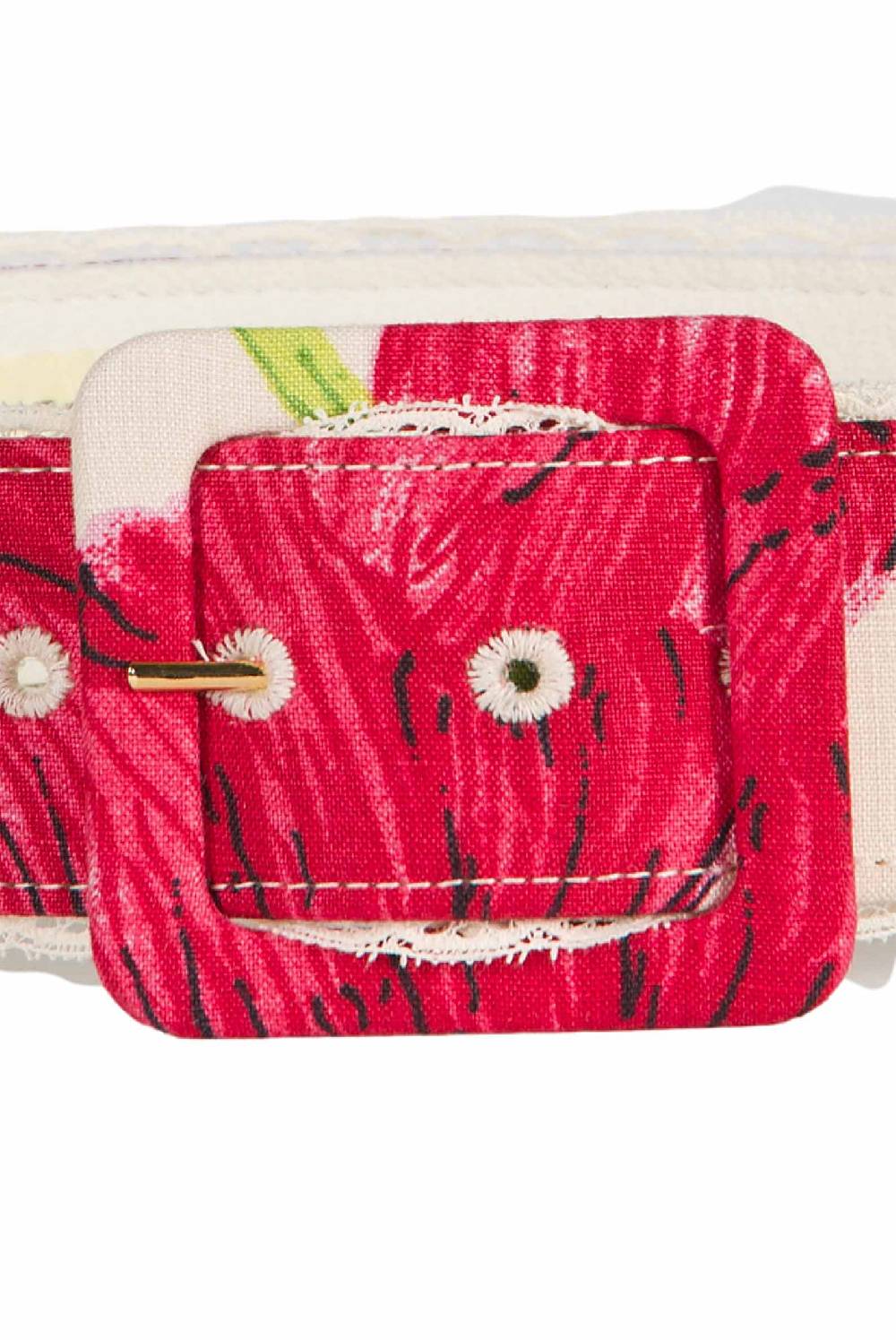 Luisa Beccaria Cintura In Lino Macro Papaveri