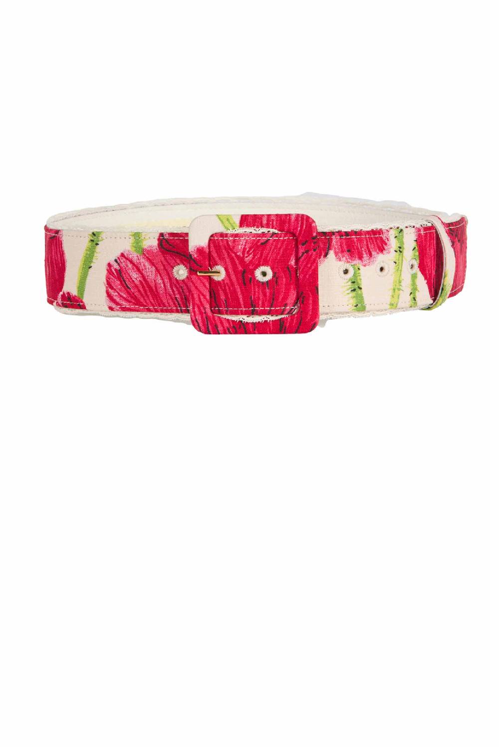 Luisa Beccaria Cintura in lino Macro Papaveri