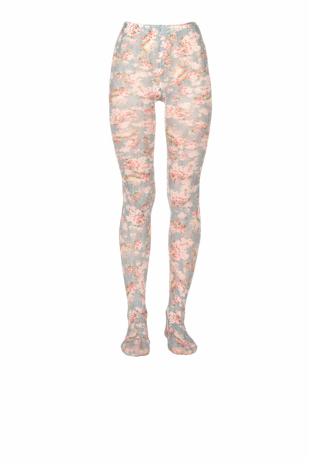 Luisa Beccaria Collant Jersey Rose Buds Azzurro