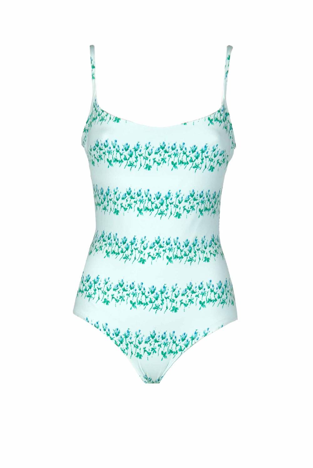 Luisa Beccaria Costume Intero Blu Righe Fiorite