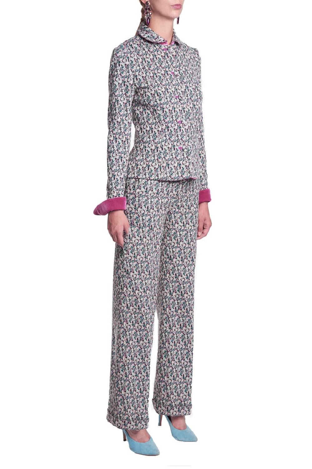 Luisa Beccaria Giacca In Micro Jacquard Floreale