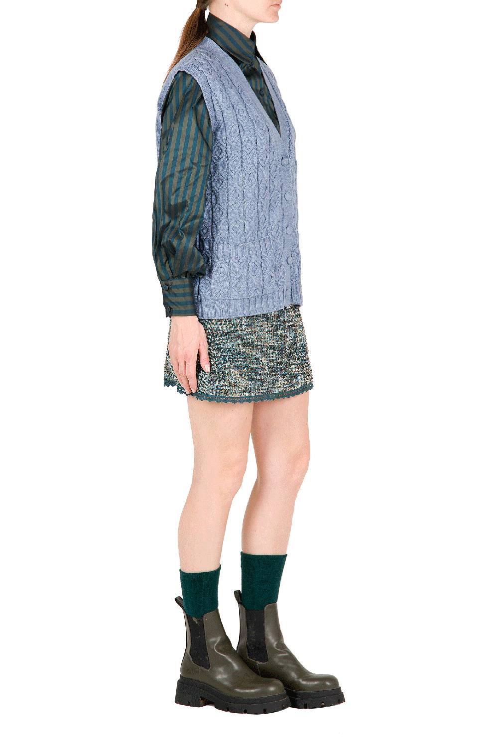 Luisa Beccaria Gilet In Lana Ritorta Blu