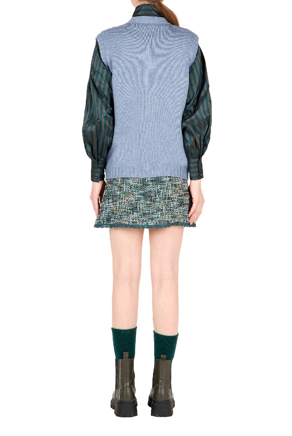 Luisa Beccaria Gilet In Lana Ritorta Blu