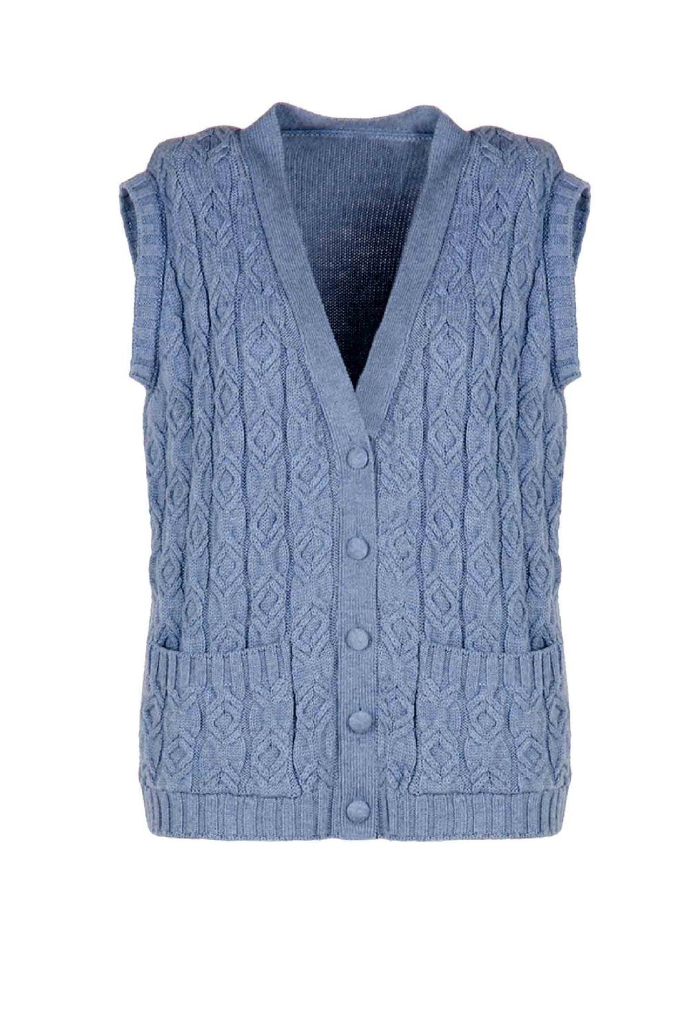 Luisa Beccaria Gilet in lana ritorta Blu