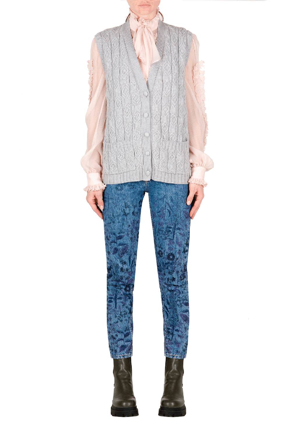 Luisa Beccaria Gilet Lana Ritorto Grigio