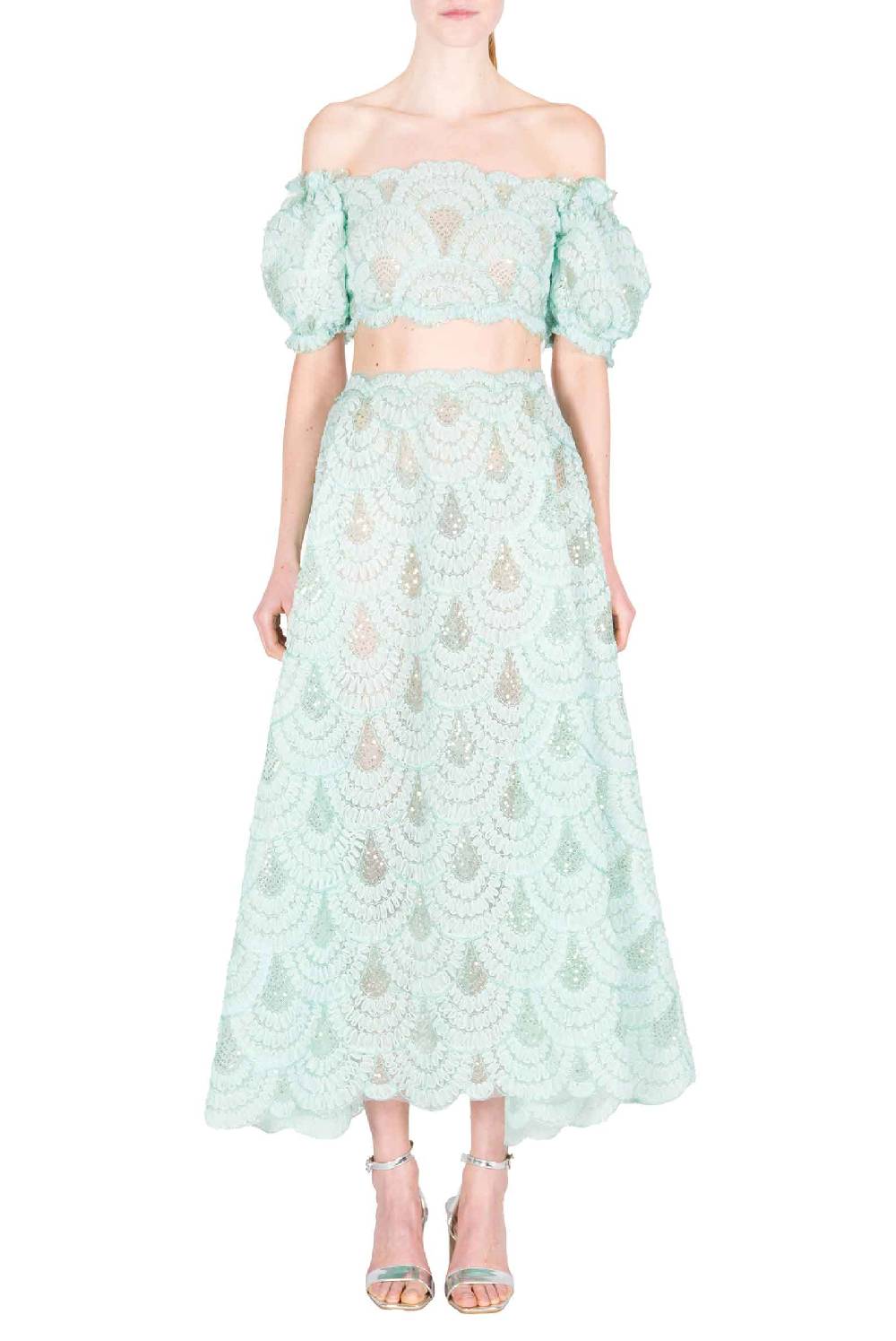 Luisa Beccaria Gonna A Balze In Tulle Paillettes