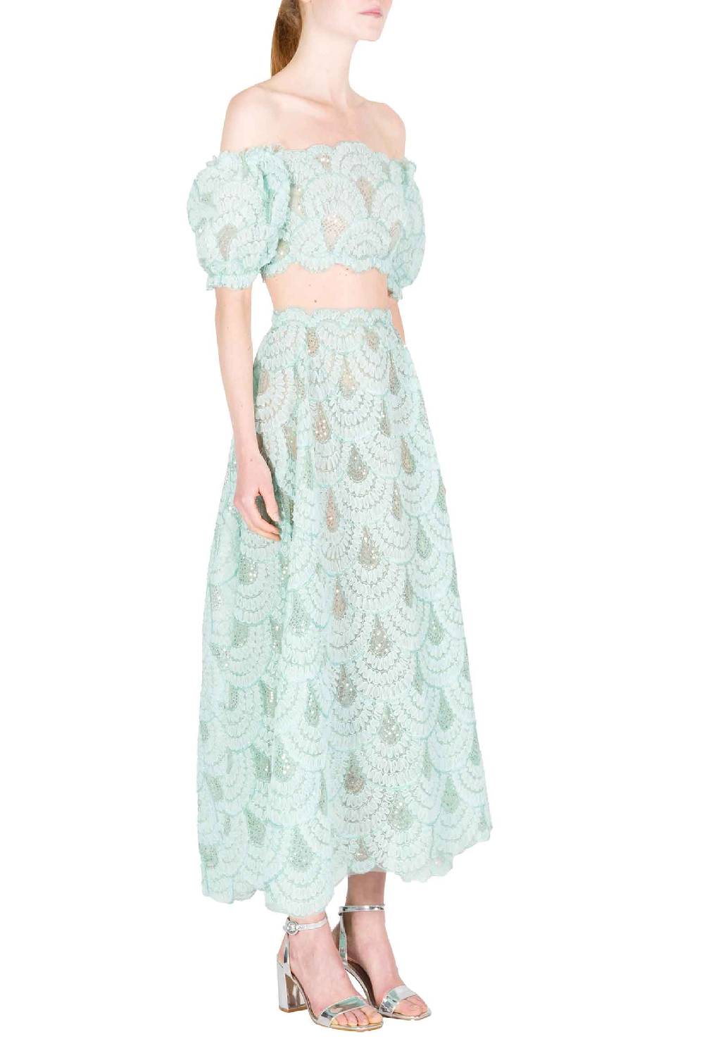 Luisa Beccaria Gonna A Balze In Tulle Paillettes