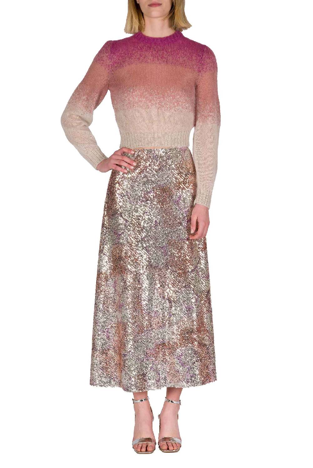 Luisa Beccaria Gonna Con Paillettes Marmorizzate