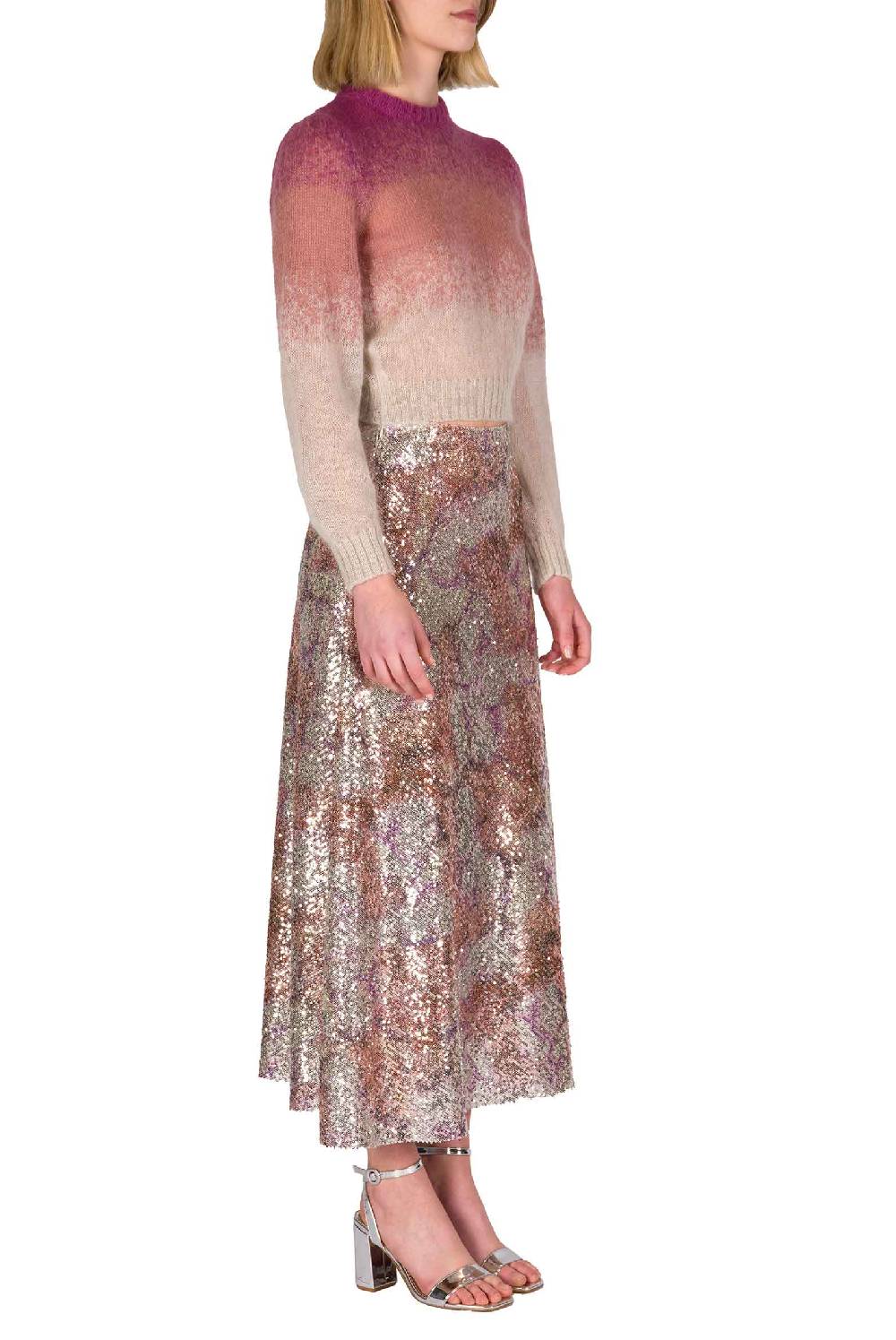 Luisa Beccaria Gonna Con Paillettes Marmorizzate