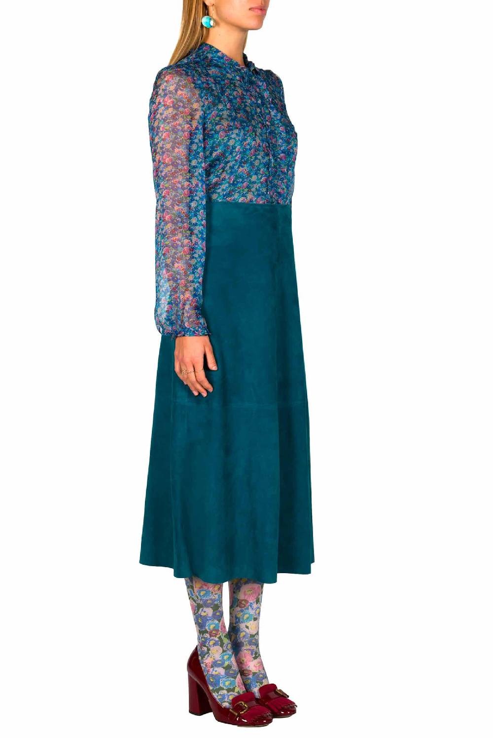 Luisa Beccaria Gonna In Camoscio Petrolio