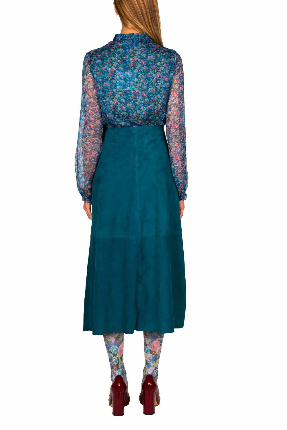 Luisa Beccaria Gonna In Camoscio Petrolio