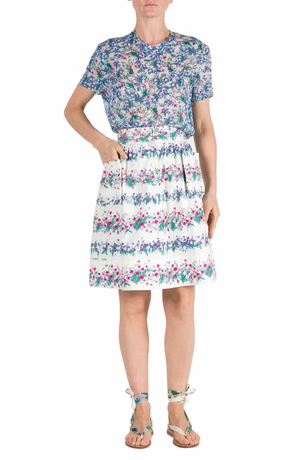 Luisa Beccaria Gonna In Cotone Stampato Floreale