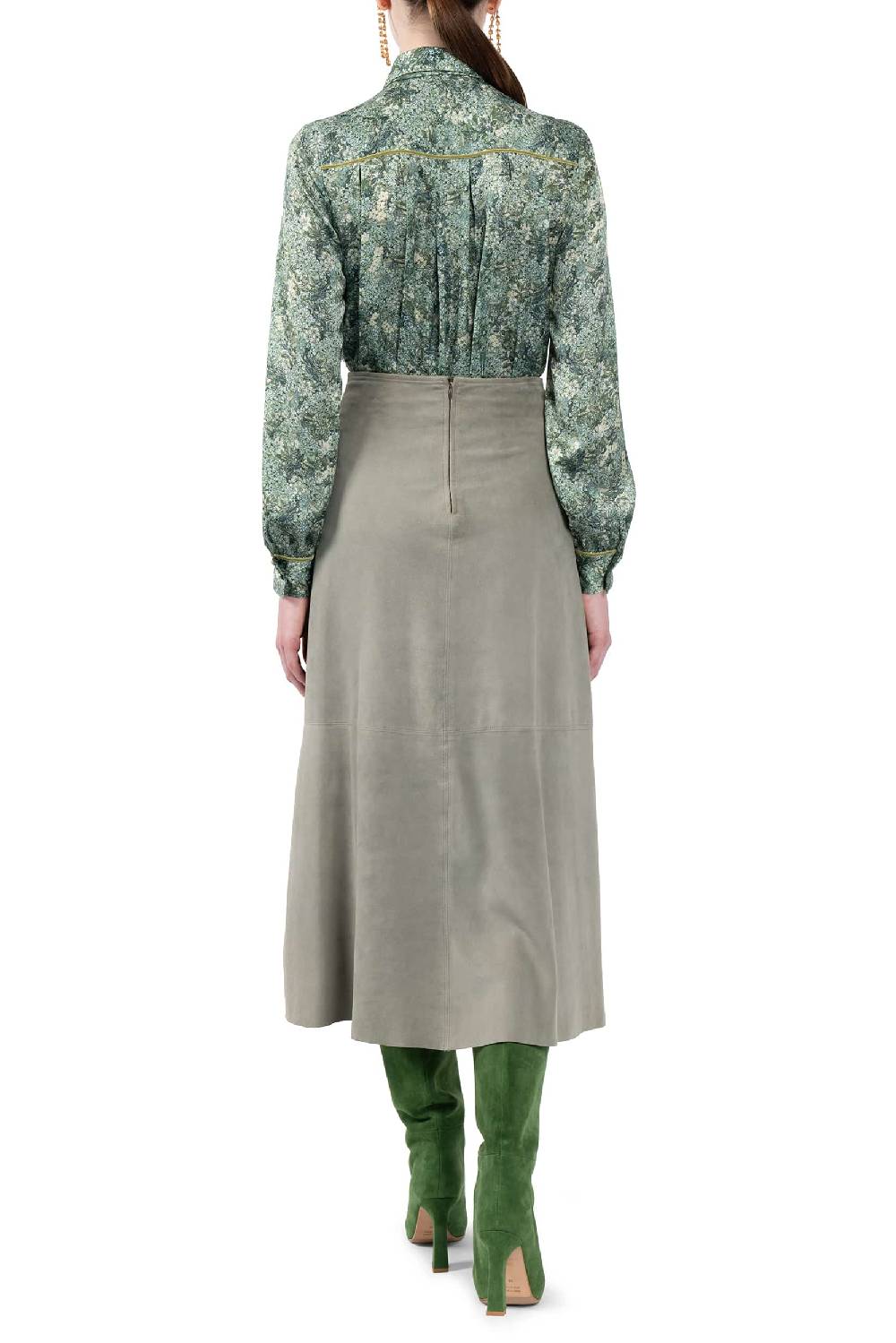 Luisa Beccaria Gonna In Pelle Scamosciata Verde