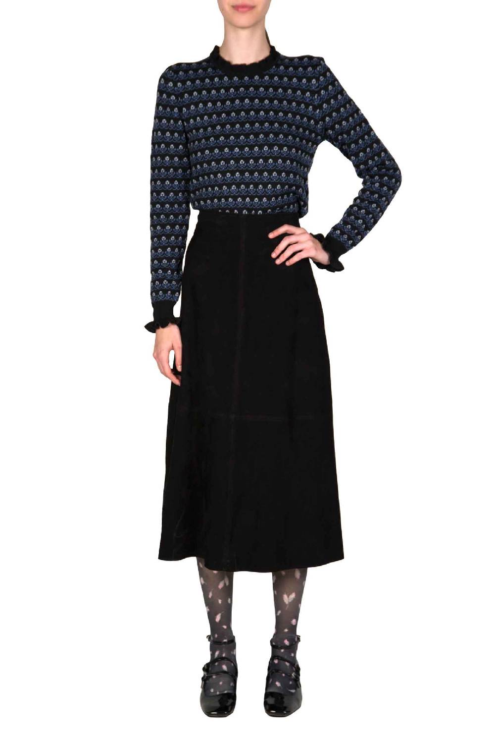 Luisa Beccaria Maglione Girocollo Nero Floreale