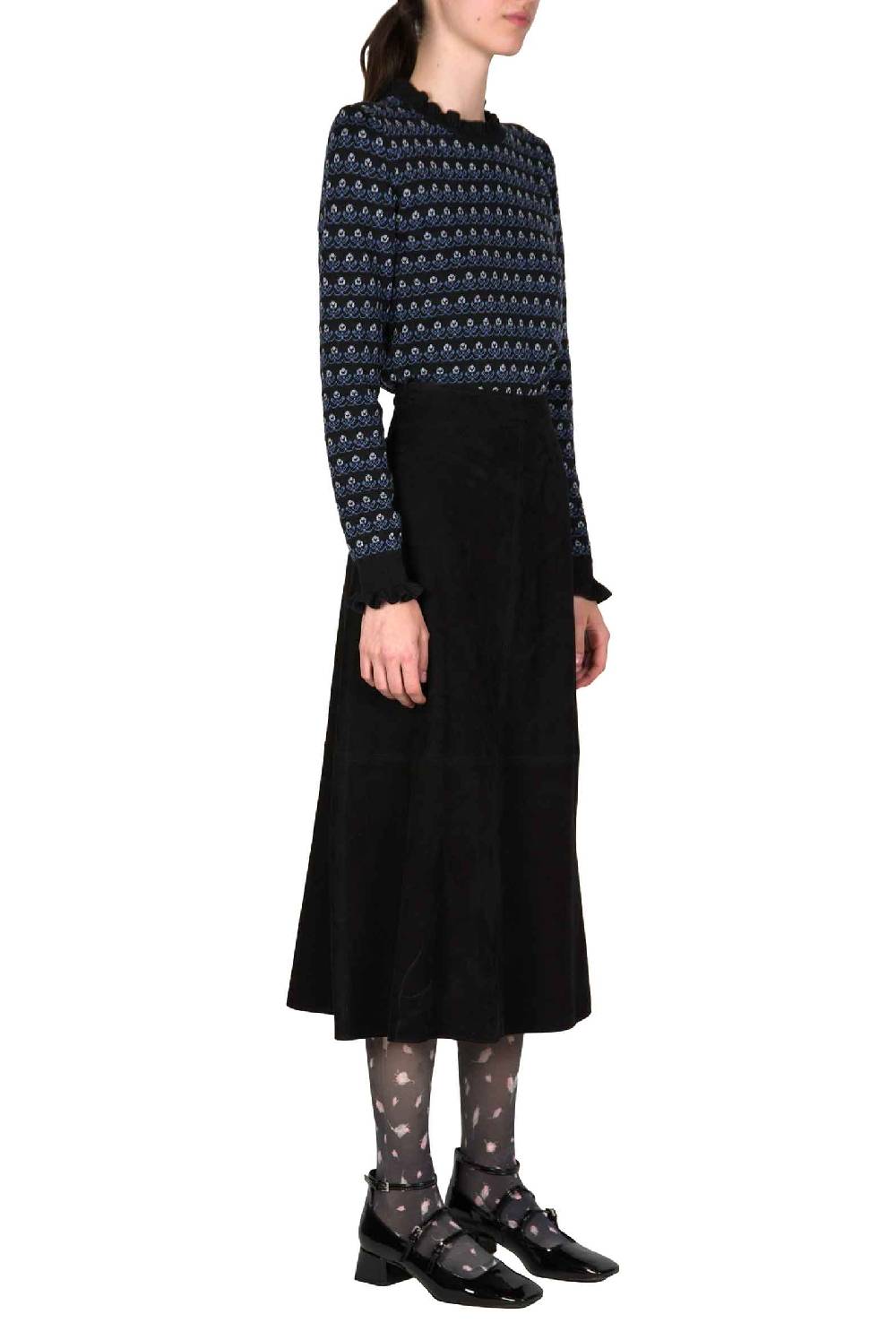 Luisa Beccaria Maglione Girocollo Nero Floreale