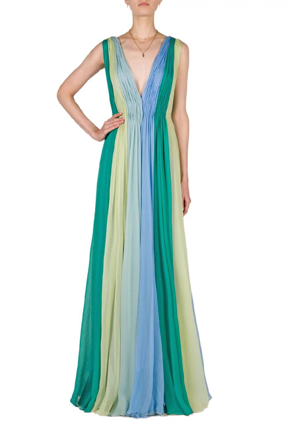Luisa Beccaria Maxi Abito In Chiffon Multicolore