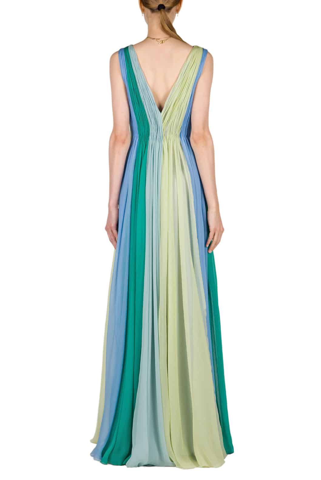 Luisa Beccaria Maxi Abito In Chiffon Multicolore