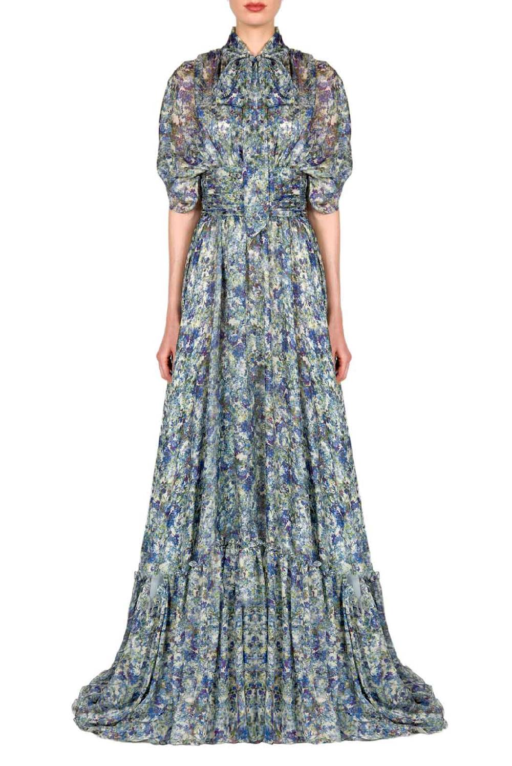 Luisa Beccaria Maxi Abito In Chiffon Stampato