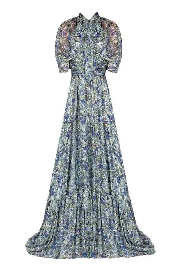 Luisa Beccaria Maxi abito in chiffon stampato