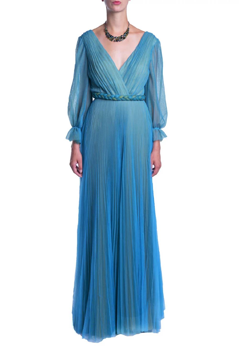 Luisa Beccaria Maxi Abito In Tulle Plissettato