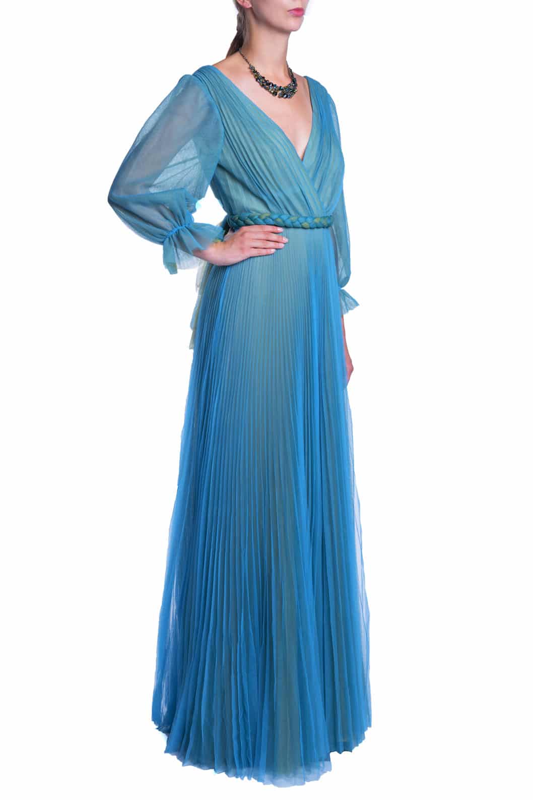 Luisa Beccaria Maxi Abito In Tulle Plissettato