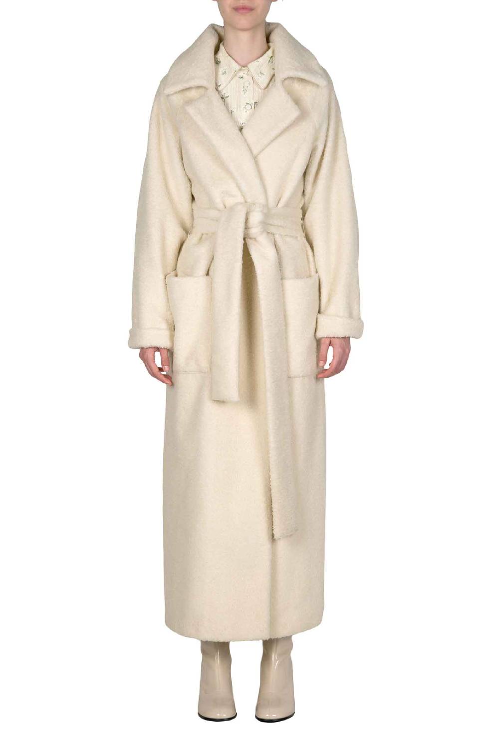 Luisa Beccaria Maxi Cappotto In Lana Bianca