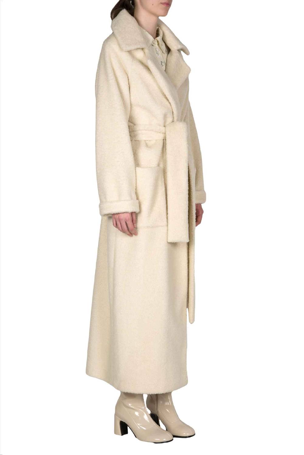 Luisa Beccaria Maxi Cappotto In Lana Bianca