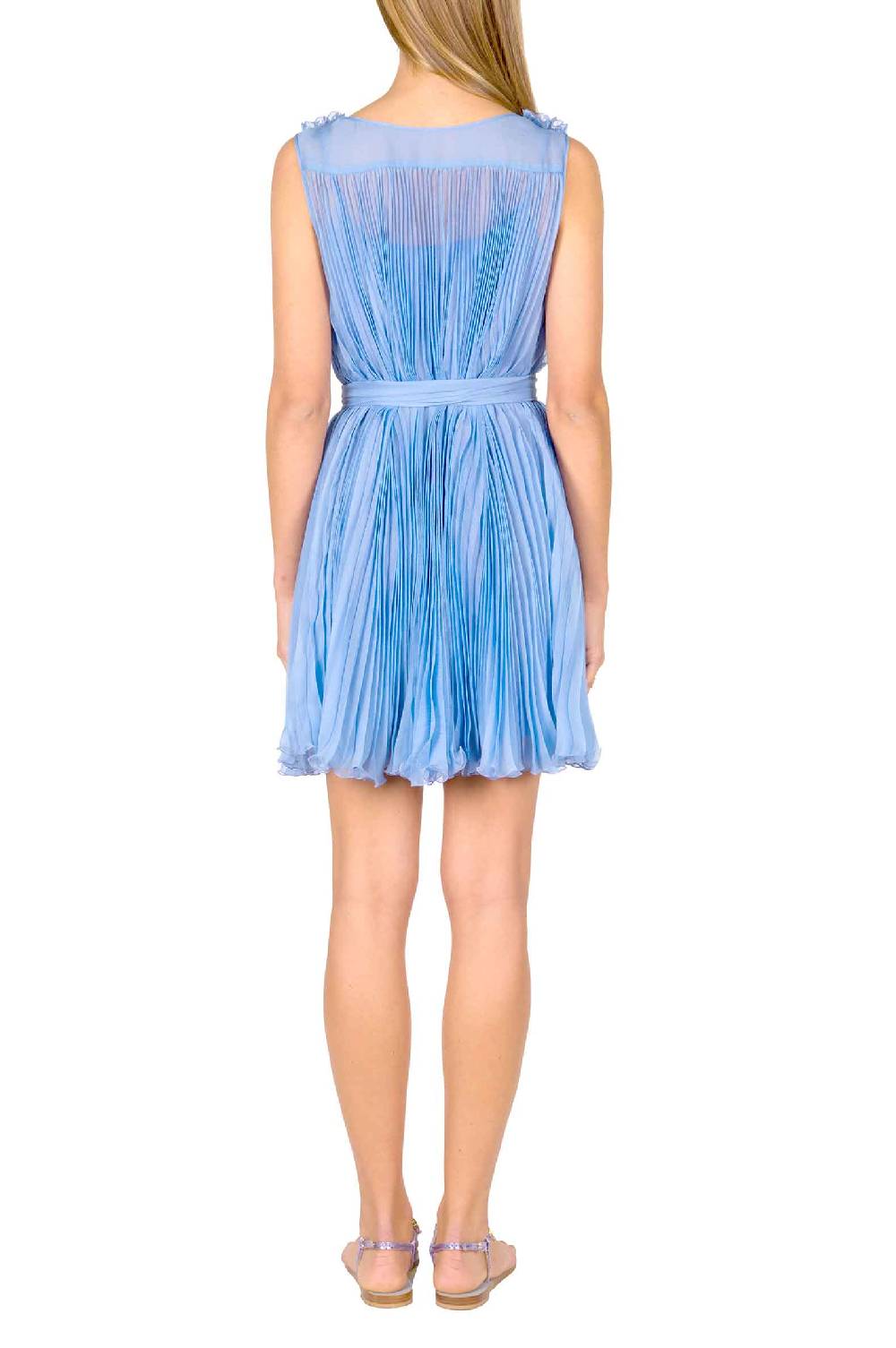 Luisa Beccaria Mini Abito Plissettato In Seta
