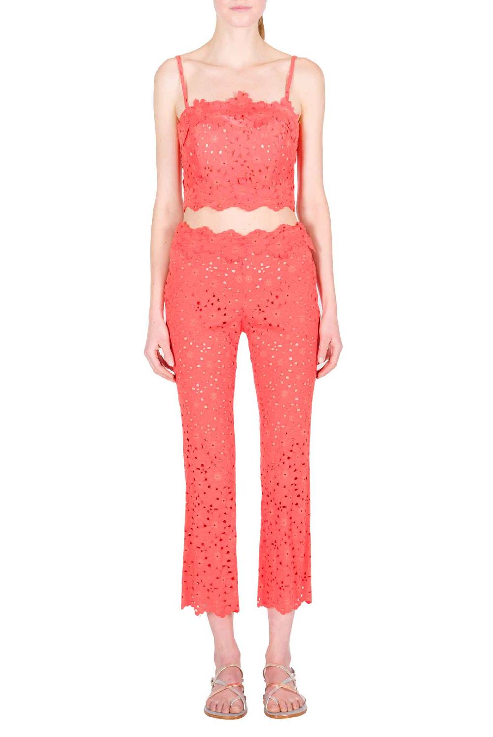 Luisa Beccaria Pantaloni Capri In Pizzo Floreale