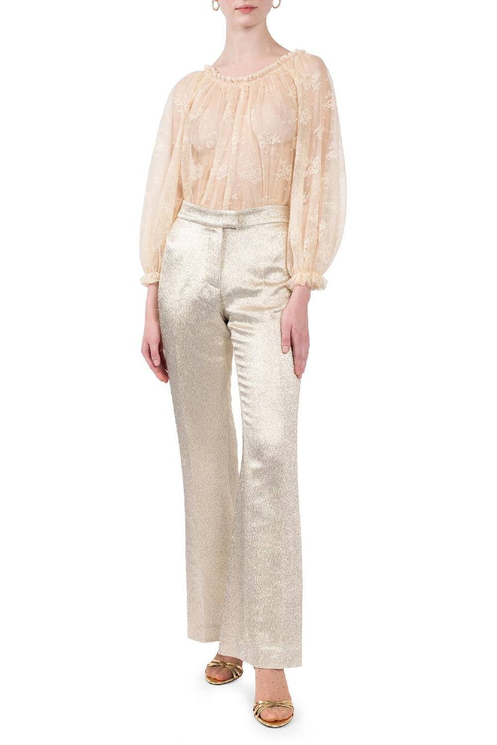 Luisa Beccaria Pantaloni In Lana Lurex Con Frange