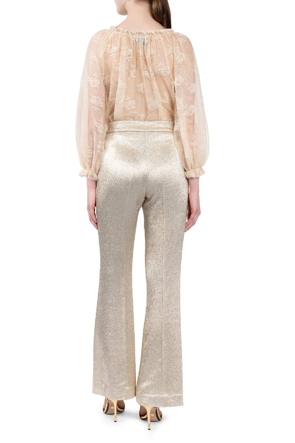 Luisa Beccaria Pantaloni In Lana Lurex Con Frange