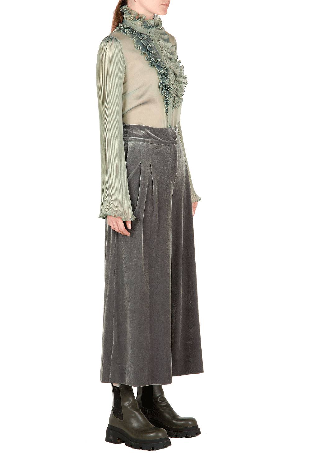 Luisa Beccaria Pantaloni In Velluto SALVIA