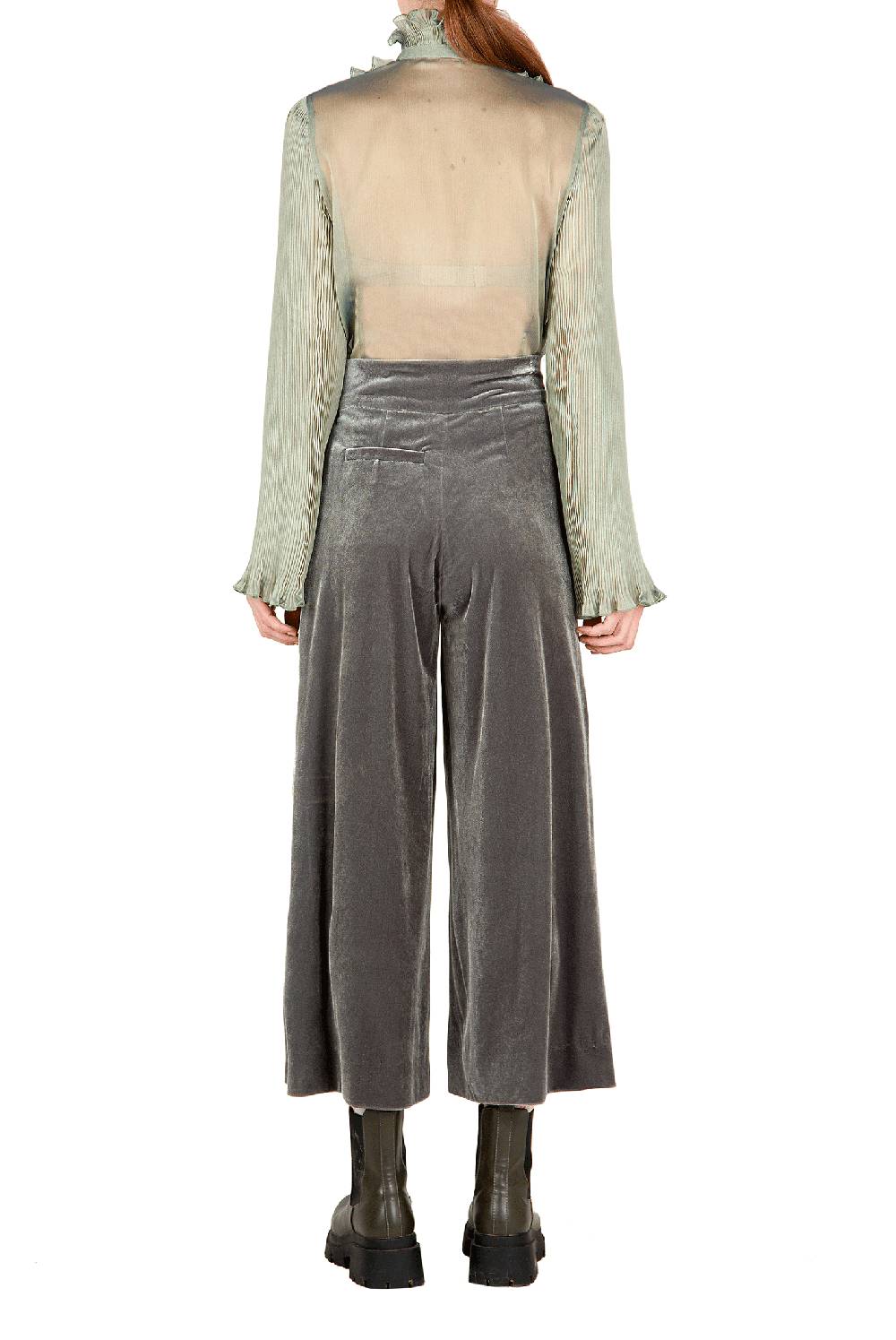 Luisa Beccaria Pantaloni In Velluto SALVIA