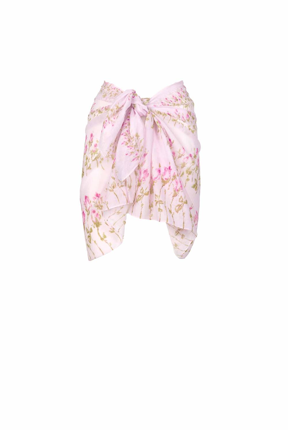 Luisa Beccaria Pareo corto a righe fiori rosa