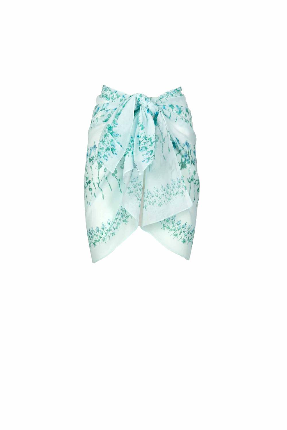 Luisa Beccaria Pareo corto a righe fiorite blu