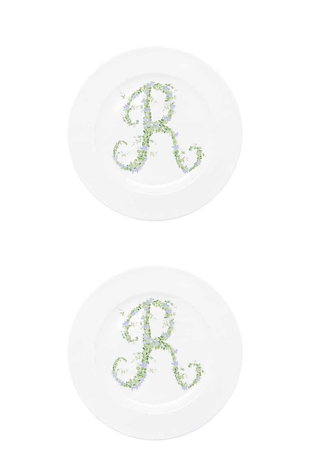 Luisa Beccaria Piatto Piano Fiori Monogramma
