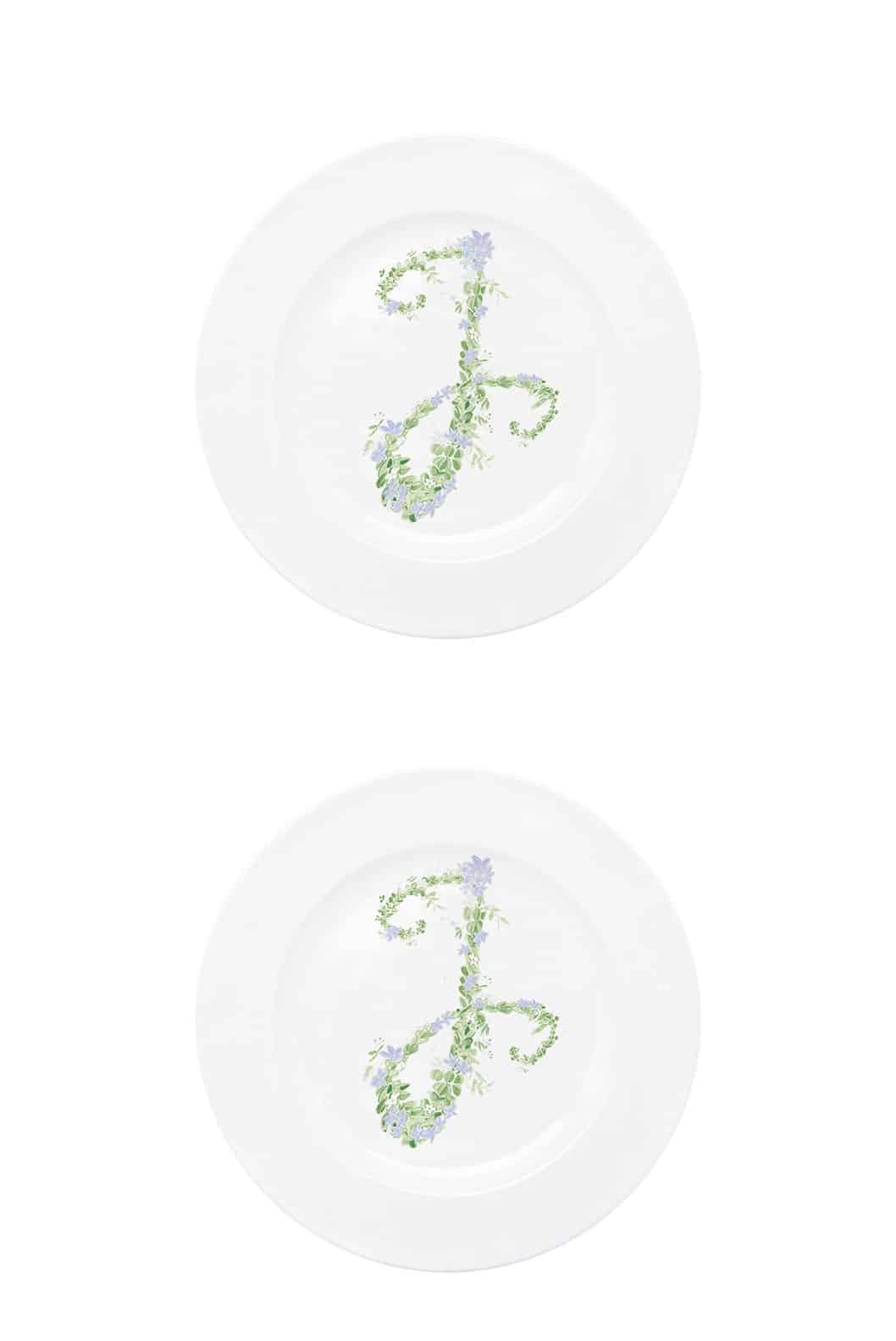 Luisa Beccaria Piatto Piano Fiori Monogramma