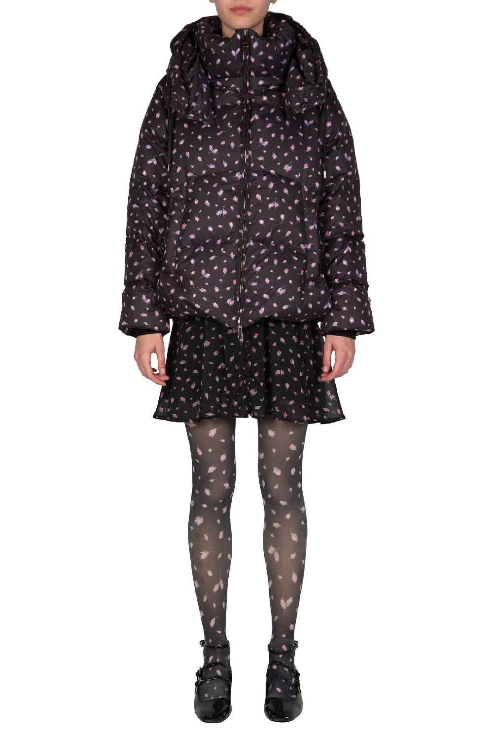 Luisa Beccaria Piumino Stampato Winter Garden Nero