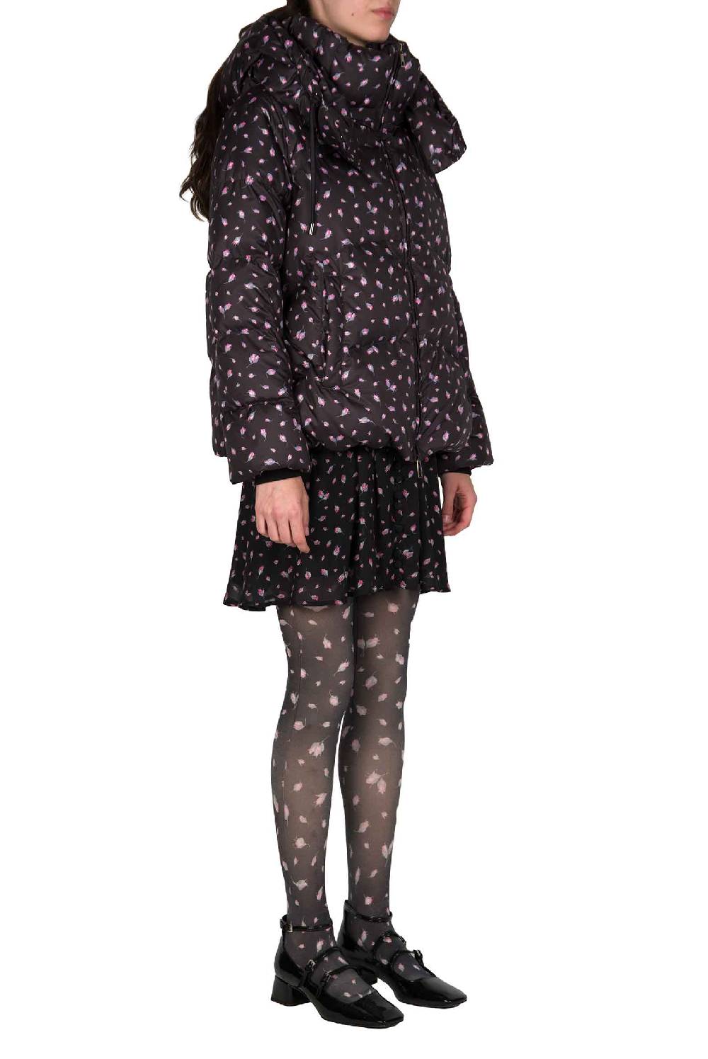 Luisa Beccaria Piumino Stampato Winter Garden Nero
