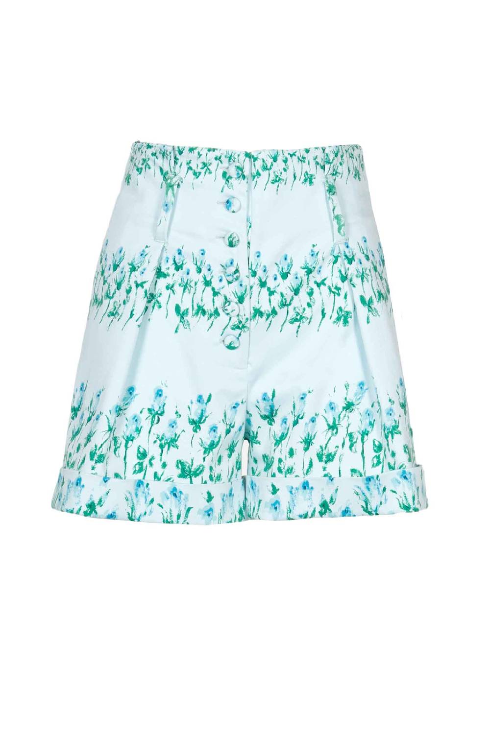 Luisa Beccaria Shorts in cotone a righe fiorite