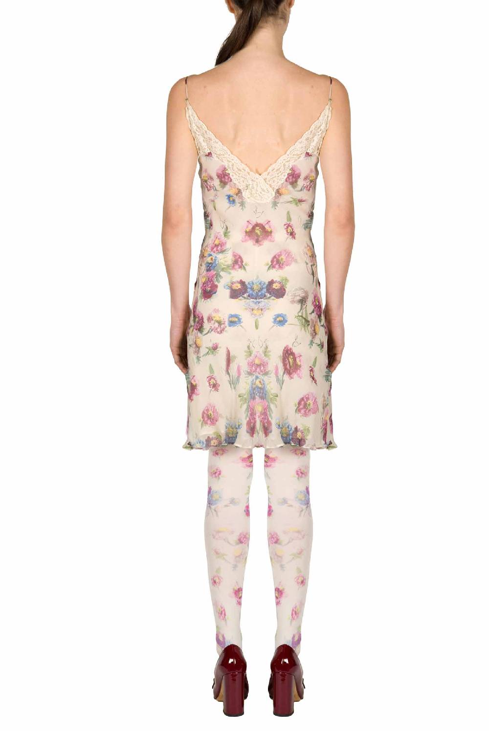 Luisa Beccaria Slipdress Macro Anemoni Con Pizzo