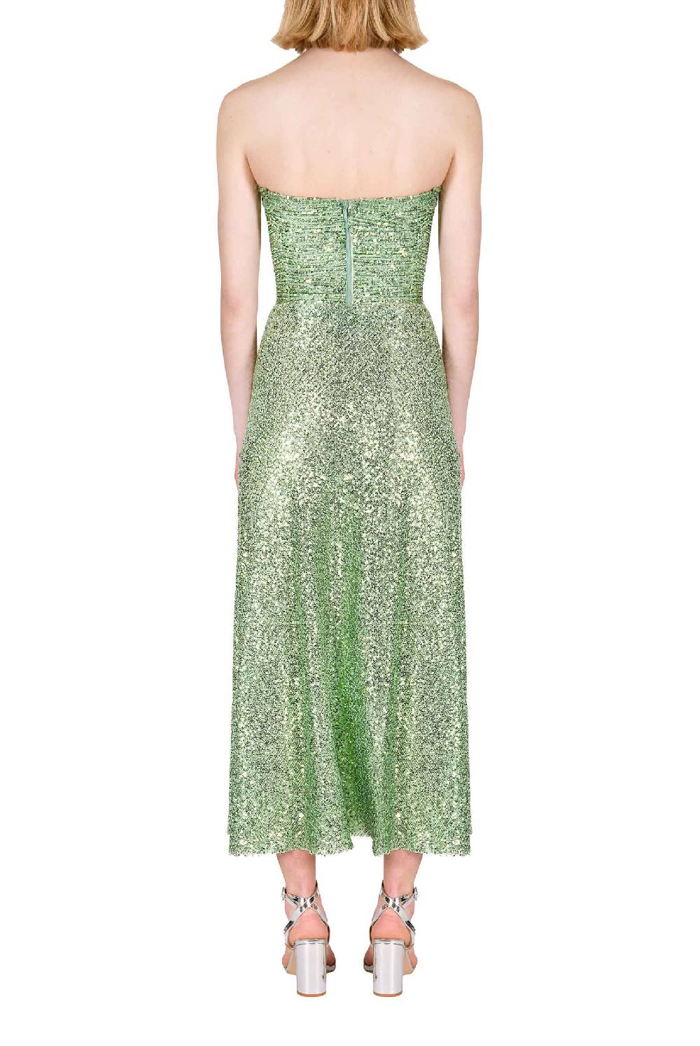 Luisa Beccaria Top Con Paillettes Verde Salvia