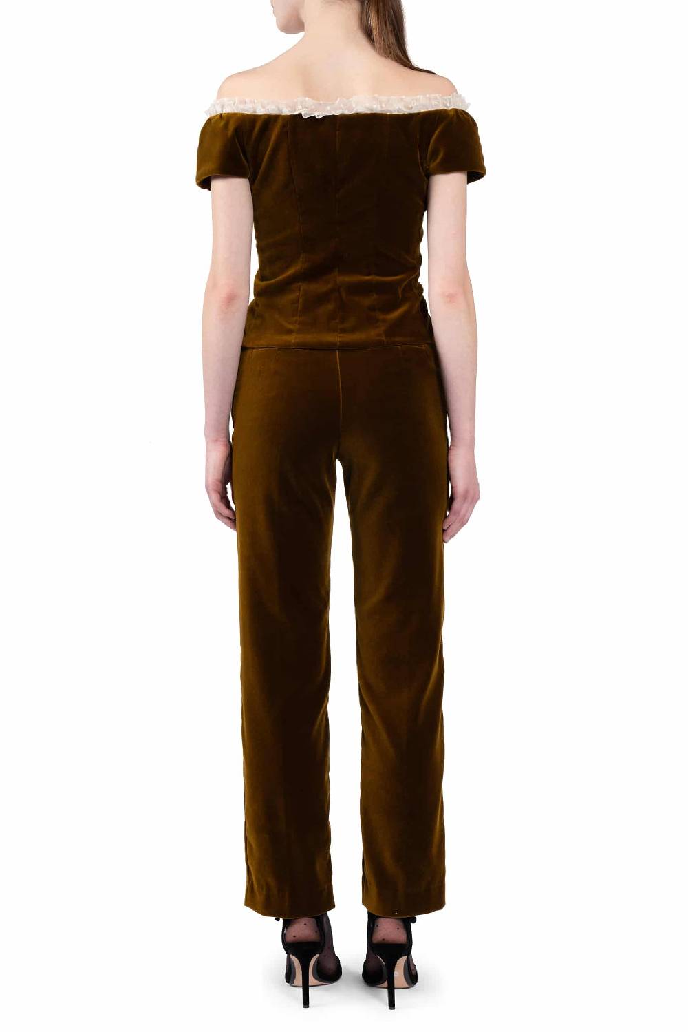 Luisa Beccaria Top In Velluto Con Pizzo A Pois