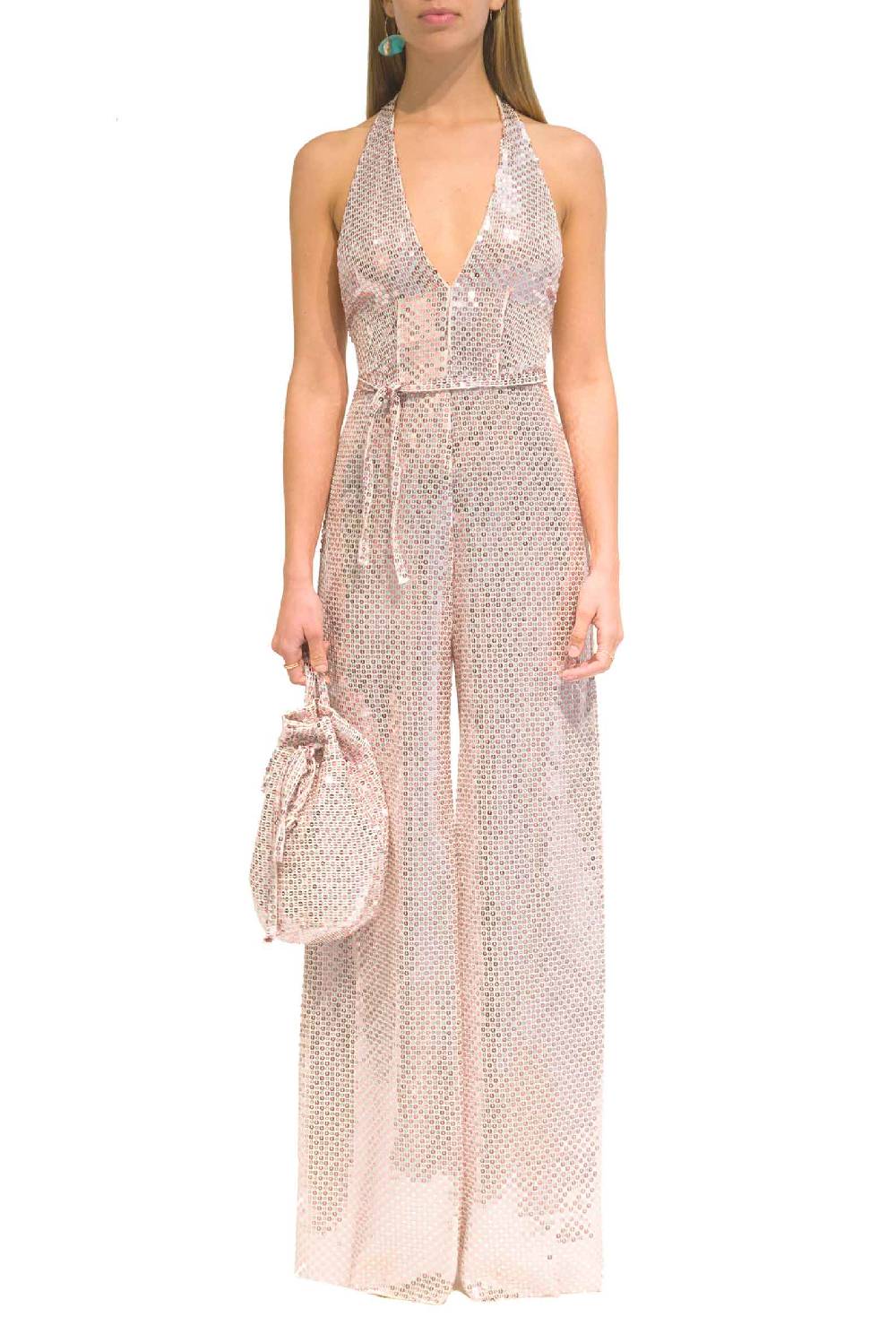 Luisa Beccaria Tuta Meck Halter Con Paillettes