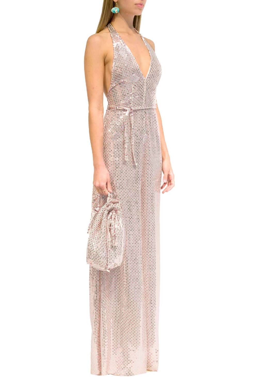 Luisa Beccaria Tuta Meck Halter Con Paillettes