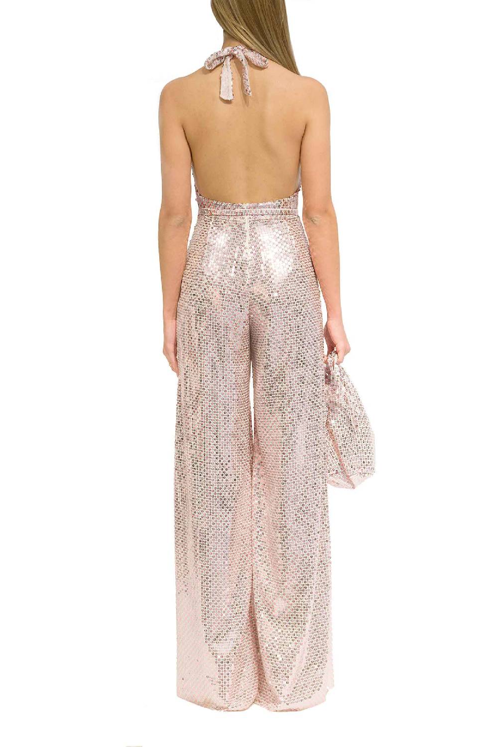 Luisa Beccaria Tuta Meck Halter Con Paillettes