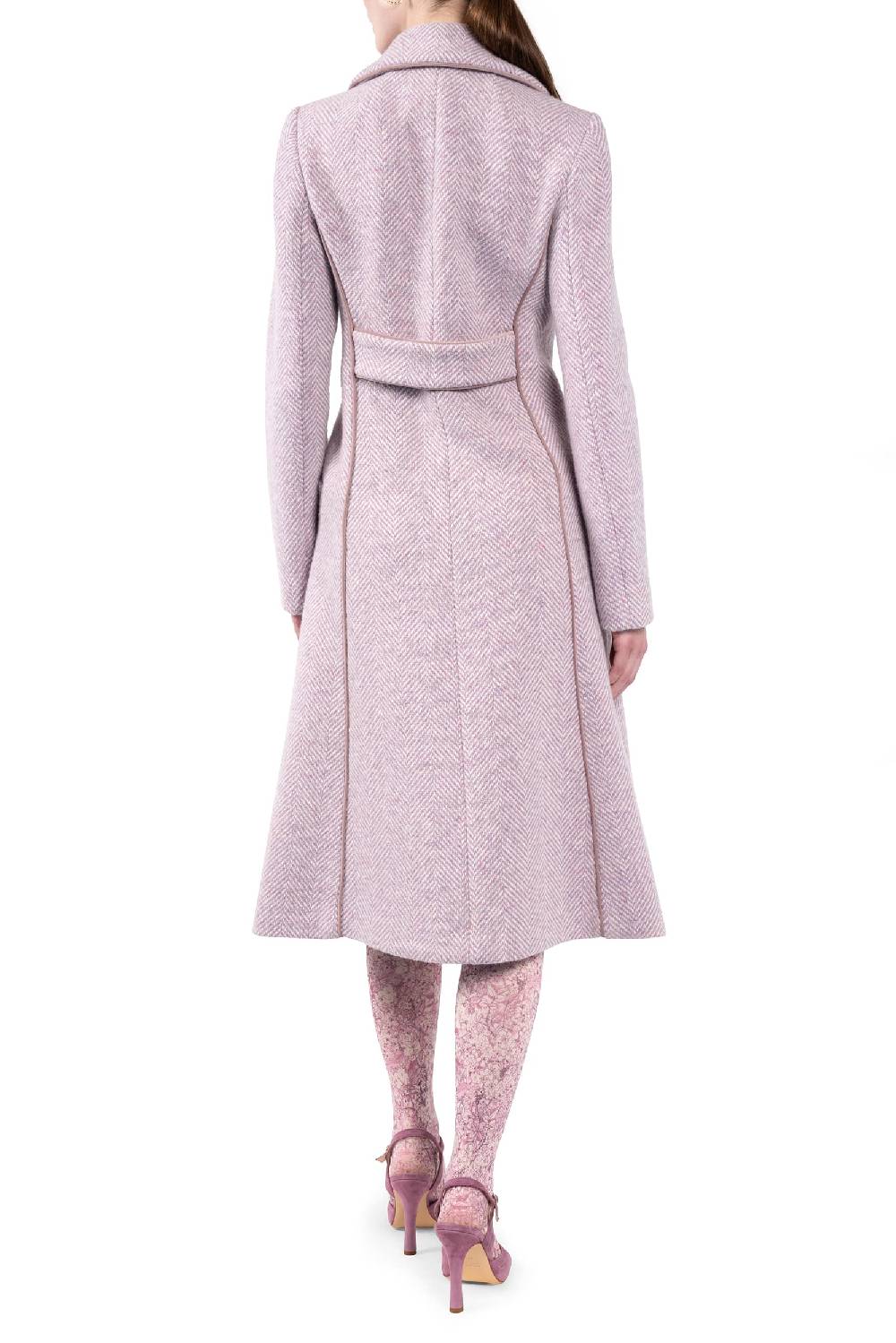 Luisa Beccaria Tweed A Spina Di Pesce Redingnote