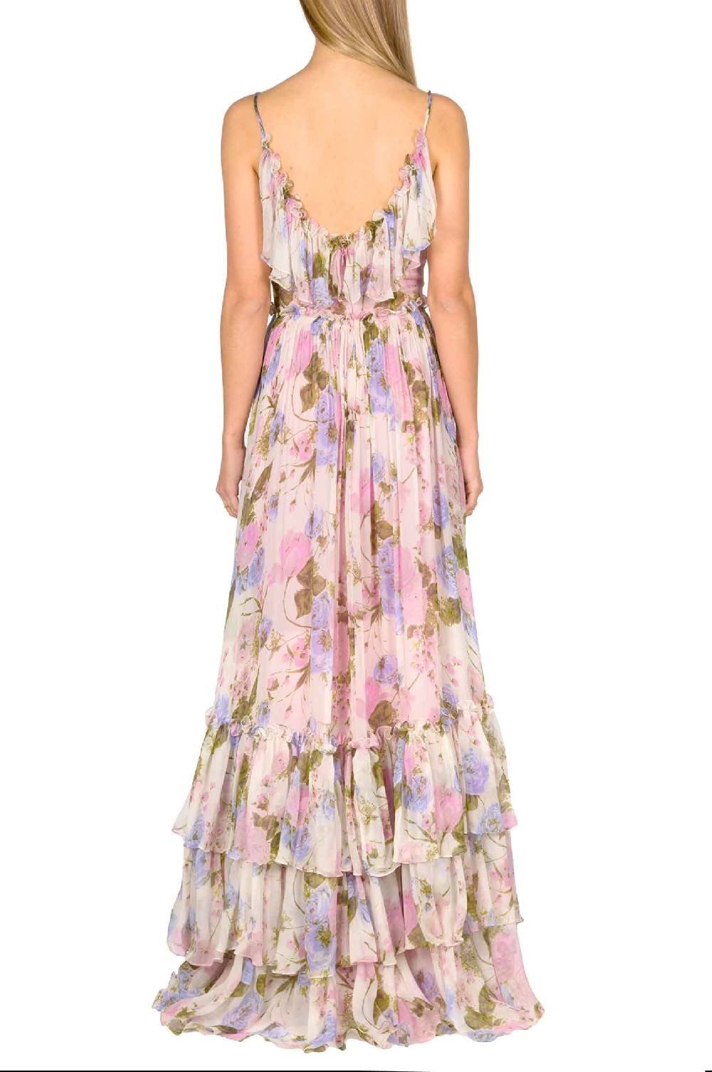 Luisa Beccaria Maxi Abito Arricciato In Chiffon Floreale