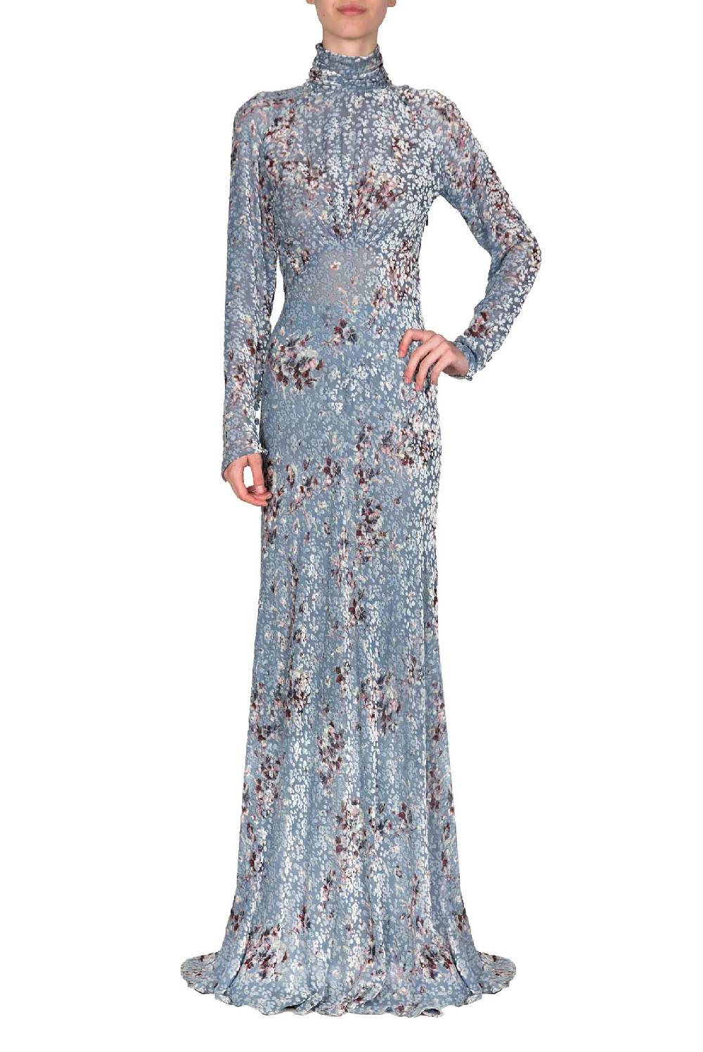 Luisa Beccaria Maxi Abito Dèvorè Stampato Flower Storm