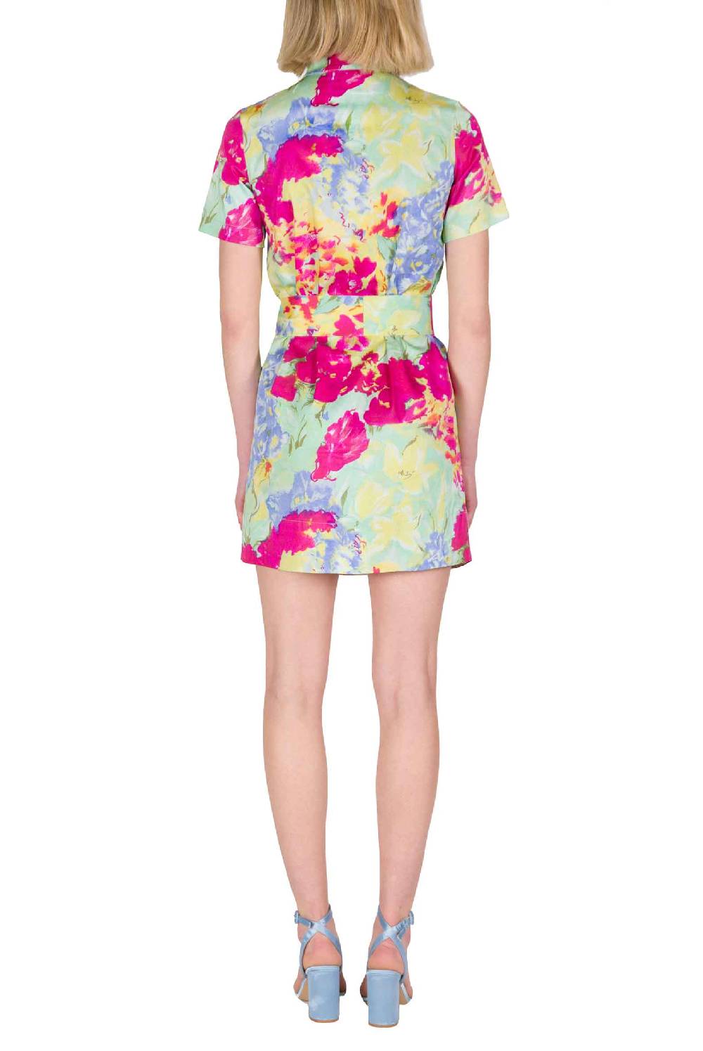 Luisa Beccaria Mini Abito Chemisier Stampato A Fiori Astratti